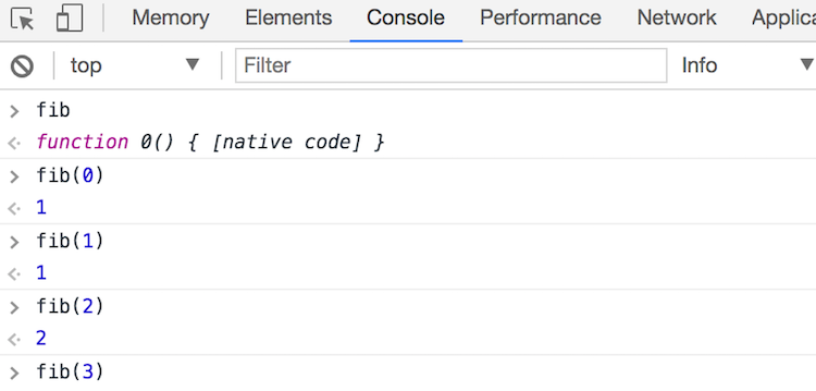 Browser console output